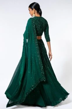 Nakul Sen Green Sequin Embroidered Lehenga Set -Inca Sales Store 0909ns02 4