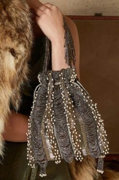 Lovetobag Silver Ruche Potli Bag