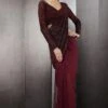 Rohit Gandhi + Rahul Khanna Burgundy Embellished Draped Sari 1 Rohit Gandhi + Rahul Khanna Burgundy Embellished Draped Sari -Inca Sales Store 0911rg20 1