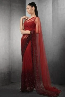 Rohit Gandhi + Rahul Khanna Ruby Berry Embellished Sari -Inca Sales Store 0911rg24 2