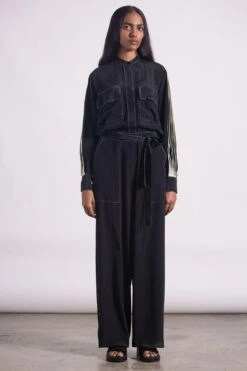 Bodice Black Jumpsuit With Flap Pockets