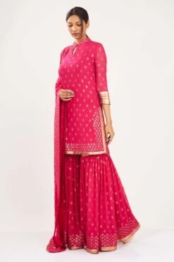 Nakul Sen Rani Pink Sharara With Bandhej Sequin Work -Inca Sales Store 1001 p 3