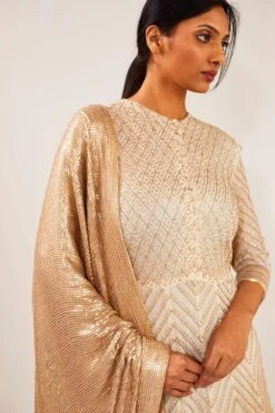 Nakul Sen Ivory Anarkali Set With Sequin Work 12 Nakul Sen Ivory Anarkali Set With Sequin Work -Inca Sales Store 1003 5 1