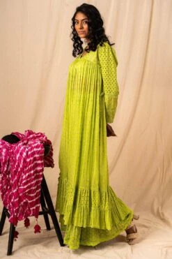 Surily G Green Hakoba Tiered Sharara -Inca Sales Store 1005sge09 2