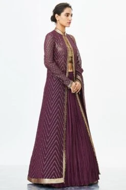 Nakul Sen Aubergine Chiffon Jacket Set -Inca Sales Store 1006 3 1