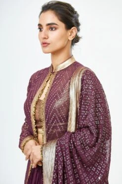 Nakul Sen Aubergine Chiffon Jacket Set -Inca Sales Store 1006 4 1