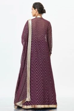 Nakul Sen Aubergine Chiffon Jacket Set -Inca Sales Store 1006 6