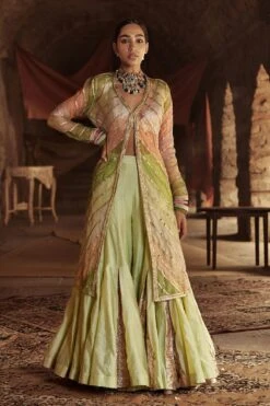 Itrh Layered Sharara With Metallic Bralette & Jacket