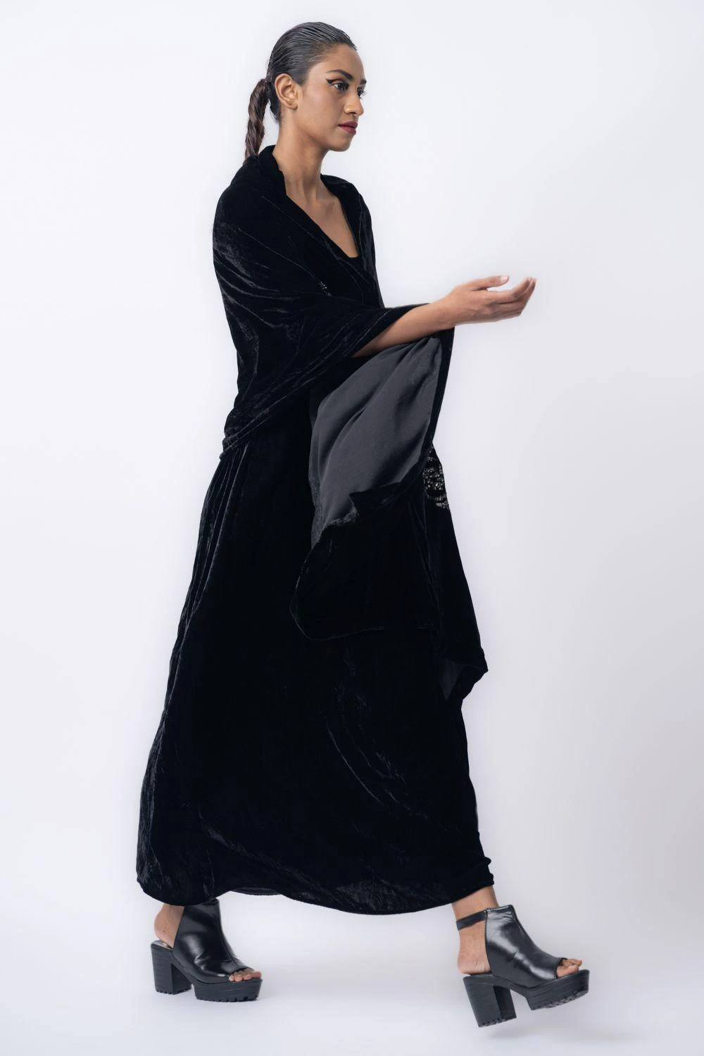 Peachoo Black Floral Embroidered Wrap 4 Peachoo Black Floral Embroidered Wrap - Image 2