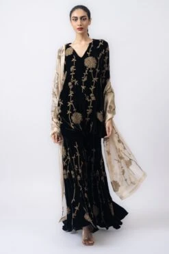 Peachoo Iridescent Beige Floral Embroidered Dupatta