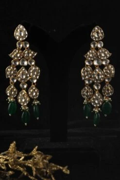 Riana Jewellery White & Green Jadtar Dangler Earrings -Inca Sales Store 1010ria49 3