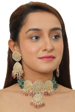Riana Jewellery Sea Green & Pink Jadtar Necklace Set -Inca Sales Store 1010ria85 4
