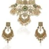 Riana Jewellery Green & White Jadtar Necklace Set -Inca Sales Store 1010ria86 1