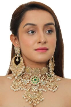 Riana Jewellery Green & White Jadtar Necklace Set -Inca Sales Store 1010ria86 5