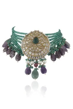 Riana Jewellery Green & Purple Jadtar Necklace Set -Inca Sales Store 1010ria93 3