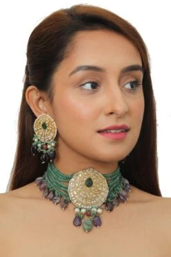 Riana Jewellery Green & Purple Jadtar Necklace Set -Inca Sales Store 1010ria93 4