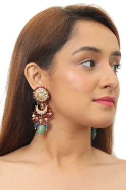 Riana Jewellery Red Jadtar Stone Earrings