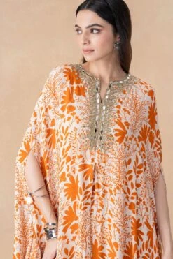 Arpita Mehta Orange Floral Printed Cape Set -Inca Sales Store 101123am1 4