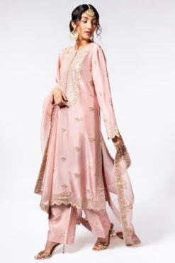 Anamika Khanna Pink Silk Embroidered Kurta Set -Inca Sales Store 1011ak1 2