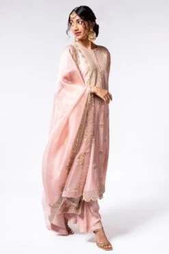 Anamika Khanna Pink Silk Embroidered Kurta Set -Inca Sales Store 1011ak1 3