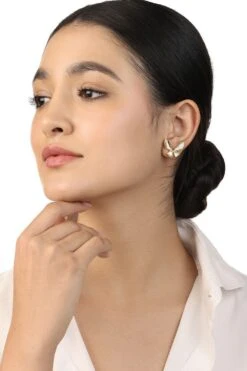 Isharya Elegant Butterfly Gold & Mirror Stud Earrings