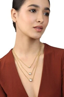 Isharya Lumen Trio Diamond Layer Pendant Necklace