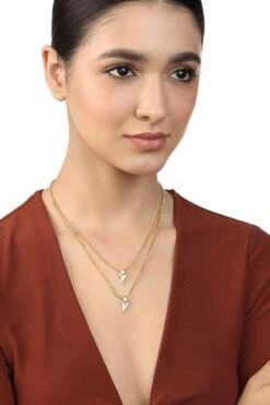 Isharya Gold & Mirror Pearl Layer Pendant Necklace