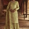 Itrh Sharara Set With Cutdana Detail & Striped Dupatta
