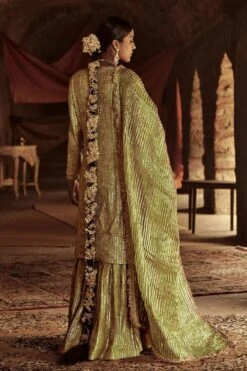 Itrh Sharara Set With Cutdana Detail & Striped Dupatta -Inca Sales Store 1014 3