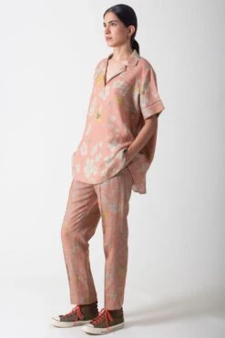 SUKETDHIR Salmon Linen Printed Top 9 SUKETDHIR Salmon Linen Printed Top -Inca Sales Store 101sd10 3