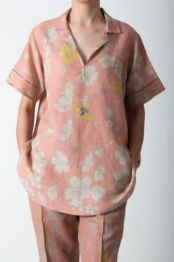 SUKETDHIR Salmon Linen Printed Top 10 SUKETDHIR Salmon Linen Printed Top -Inca Sales Store 101sd10 4