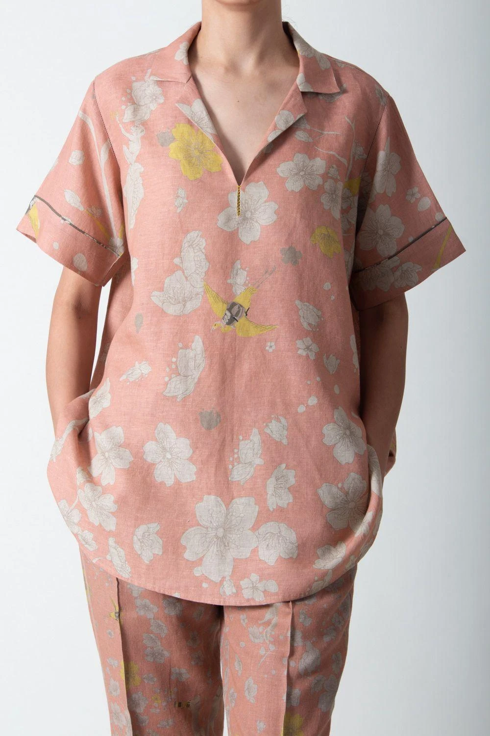 SUKETDHIR Salmon Linen Printed Top 6 SUKETDHIR Salmon Linen Printed Top - Image 4