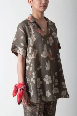 SUKETDHIR Grey Printed Linen Top -Inca Sales Store 101sd20 4
