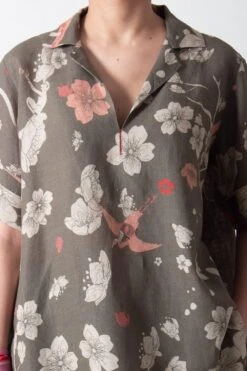 SUKETDHIR Grey Printed Linen Top -Inca Sales Store 101sd20 5
