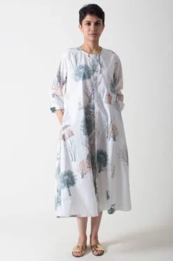 SUKETDHIR White Printed Poplin Shirt Dress -Inca Sales Store 101sd34 3