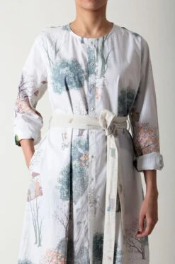SUKETDHIR White Printed Poplin Shirt Dress -Inca Sales Store 101sd34 4