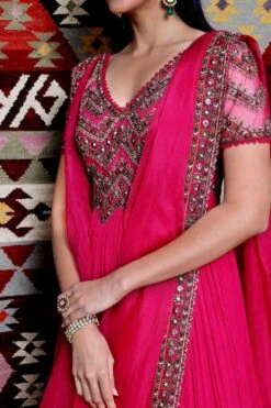 Ridhima Bhasin Fuchsia Chevron Embroidered Anarkali & Dupatta -Inca Sales Store 102rb14 3
