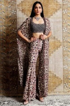 Ridhima Bhasin Beige & Navy Floral Embroidered Cape Set 7 Ridhima Bhasin Beige & Navy Floral Embroidered Cape Set -Inca Sales Store 102rb6 2