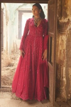 Ridhi Mehra Fuchsia Embellished Anarkali Set