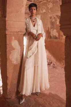 Ridhi Mehra Ivory Embroidered Jacket & Jumpsuit Set -Inca Sales Store 102rm4 2