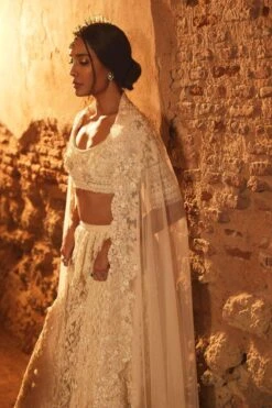 Ridhi Mehra Ivory Embroidered Mir Lehenga Set -Inca Sales Store 102rm6 2