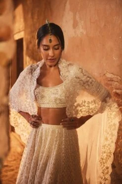 Ridhi Mehra Ivory Embroidered Mir Lehenga Set -Inca Sales Store 102rm6 3