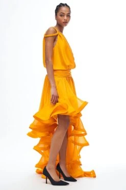Gauri & Nainika Mustard Asymmetrical High Low Gown -Inca Sales Store 10523gn53 3