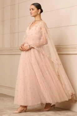 Tarun Tahiliani Blush Pink Crystal Embellished Anarkali Set -Inca Sales Store 10523ttd11 2