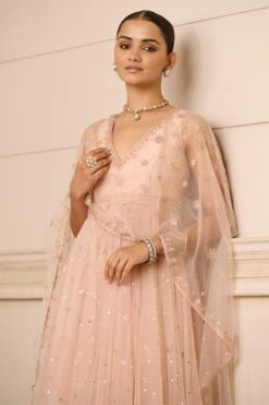 Tarun Tahiliani Blush Pink Crystal Embellished Anarkali Set -Inca Sales Store 10523ttd11 3