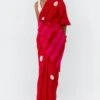 Medium Polka Itajime Silk Sari In Red