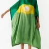 Medium Colour-blocked Green Silk Kaftan -Inca Sales Store 105sm27 1