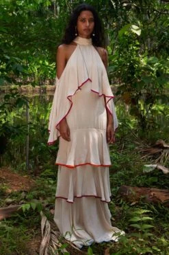 Twinkle Hanspal Alice Ivory Tiered Dress