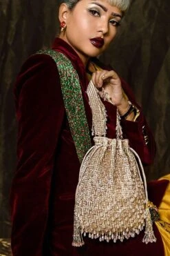 Lovetobag Rose Quartz Pink Opal Potli