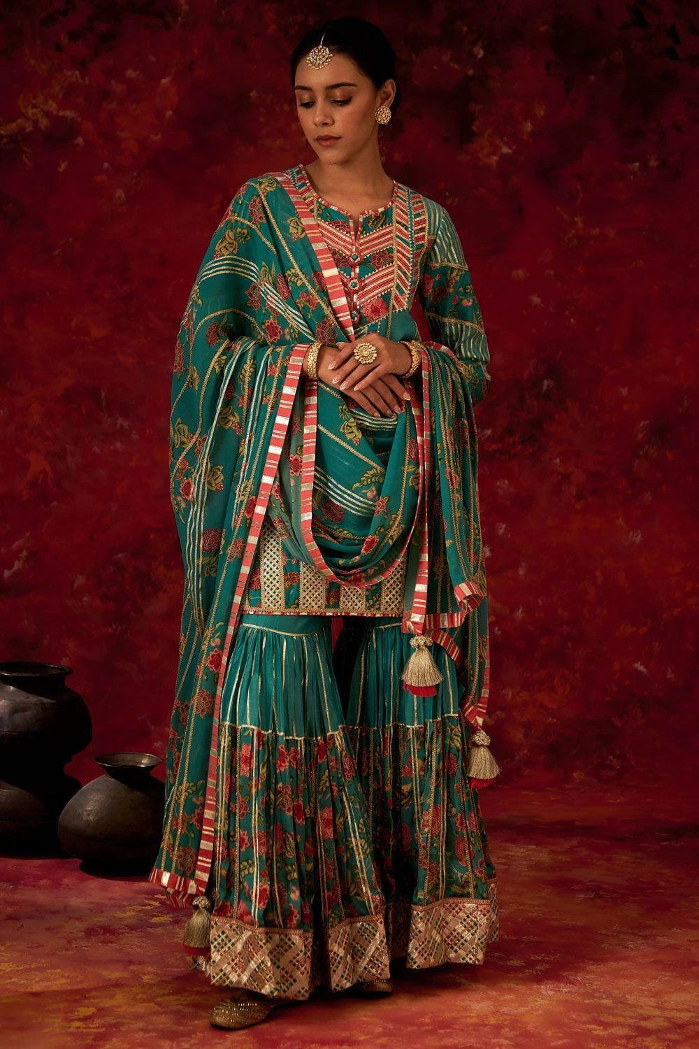 Simar Dugal Aqua Embellished Sharara Set 3 Simar Dugal Aqua Embellished Sharara Set